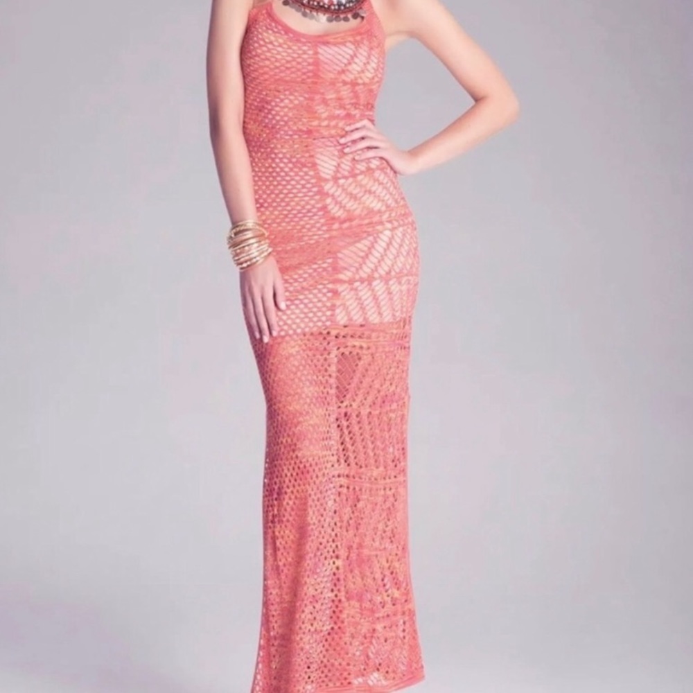 Crocheted Beaded Bebe Maxi Dress